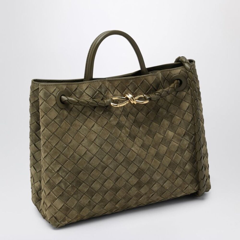 Bottega Veneta Women Medium Andiamo Bag In Mud-Coloured Suede - Picture 2 of 5